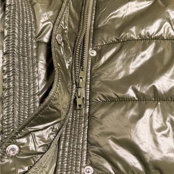 NWT JustFab Olive Green Maxi Puffer Coat | Hooded & Belted | Size XXL - Picture 4 of 8